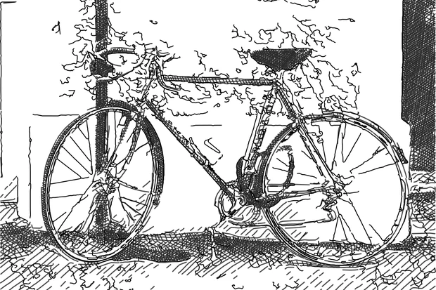 Bicycle example photo redrawn in the Sketch style