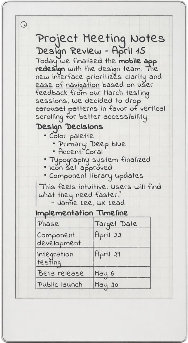 reMarkable Paper Pro Move handwritten output