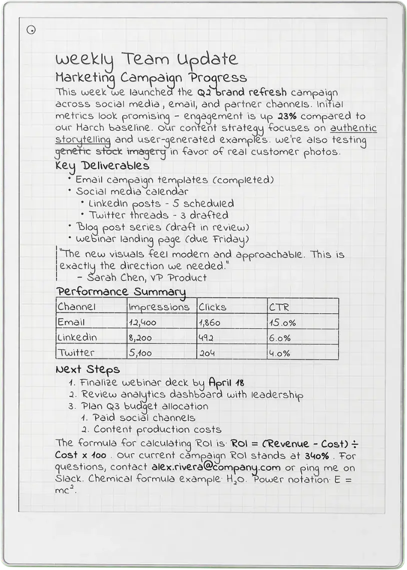 reMarkable Paper Pro handwritten output