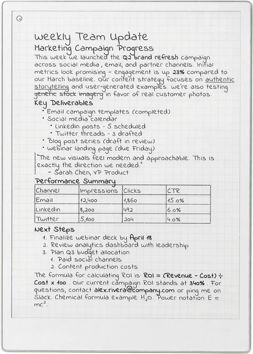 reMarkable Paper Pro handwritten output